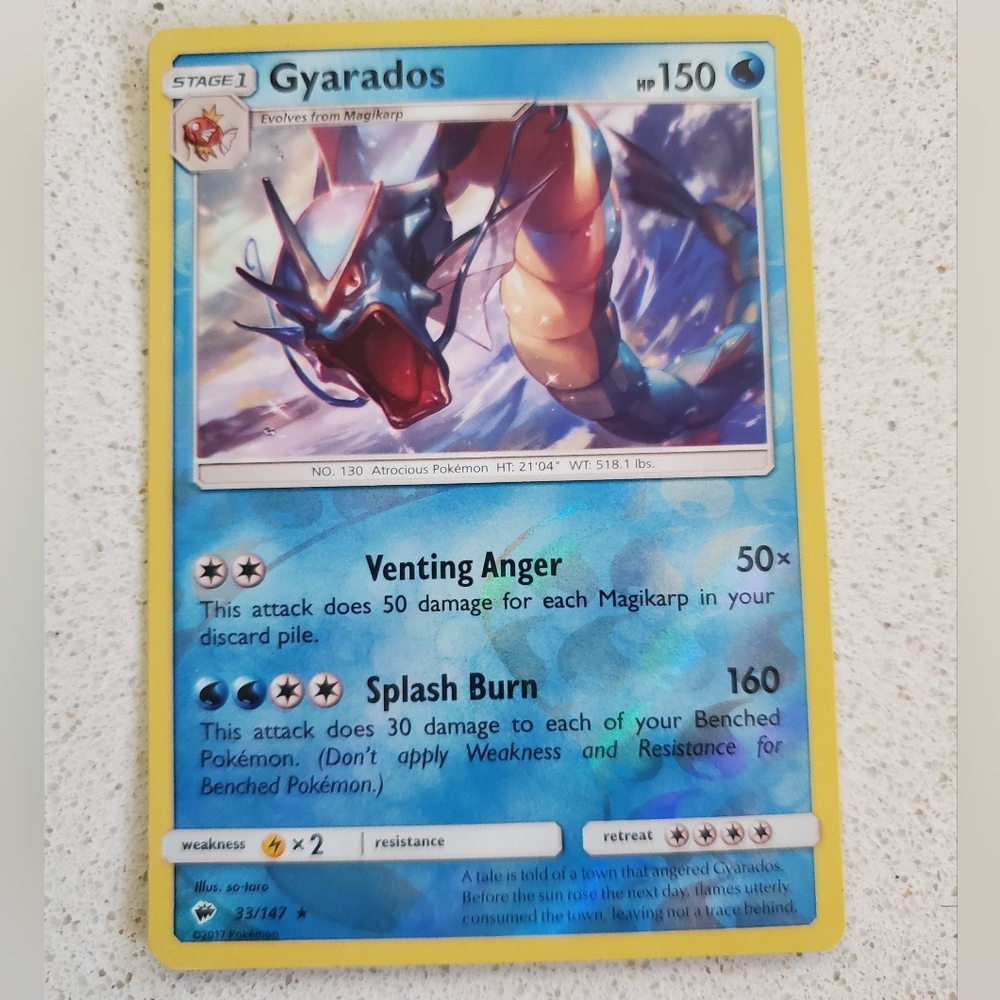 Pokemon Gyarados Trading Card - Blue, Yellow